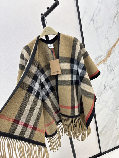 Bur 25fw New classic plaid pattern wool shawl scarf