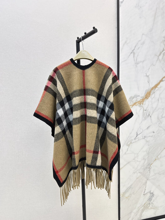 Bur 25fw New classic plaid pattern wool shawl scarf