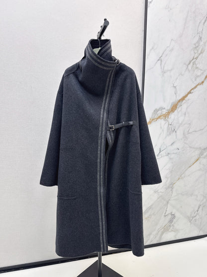 He 25 New handmade double-sided nylon cashmere long coat