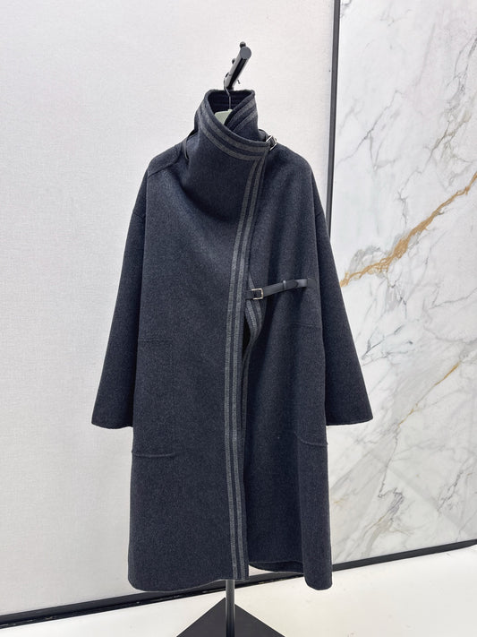 He 25 New handmade double-sided nylon cashmere long coat
