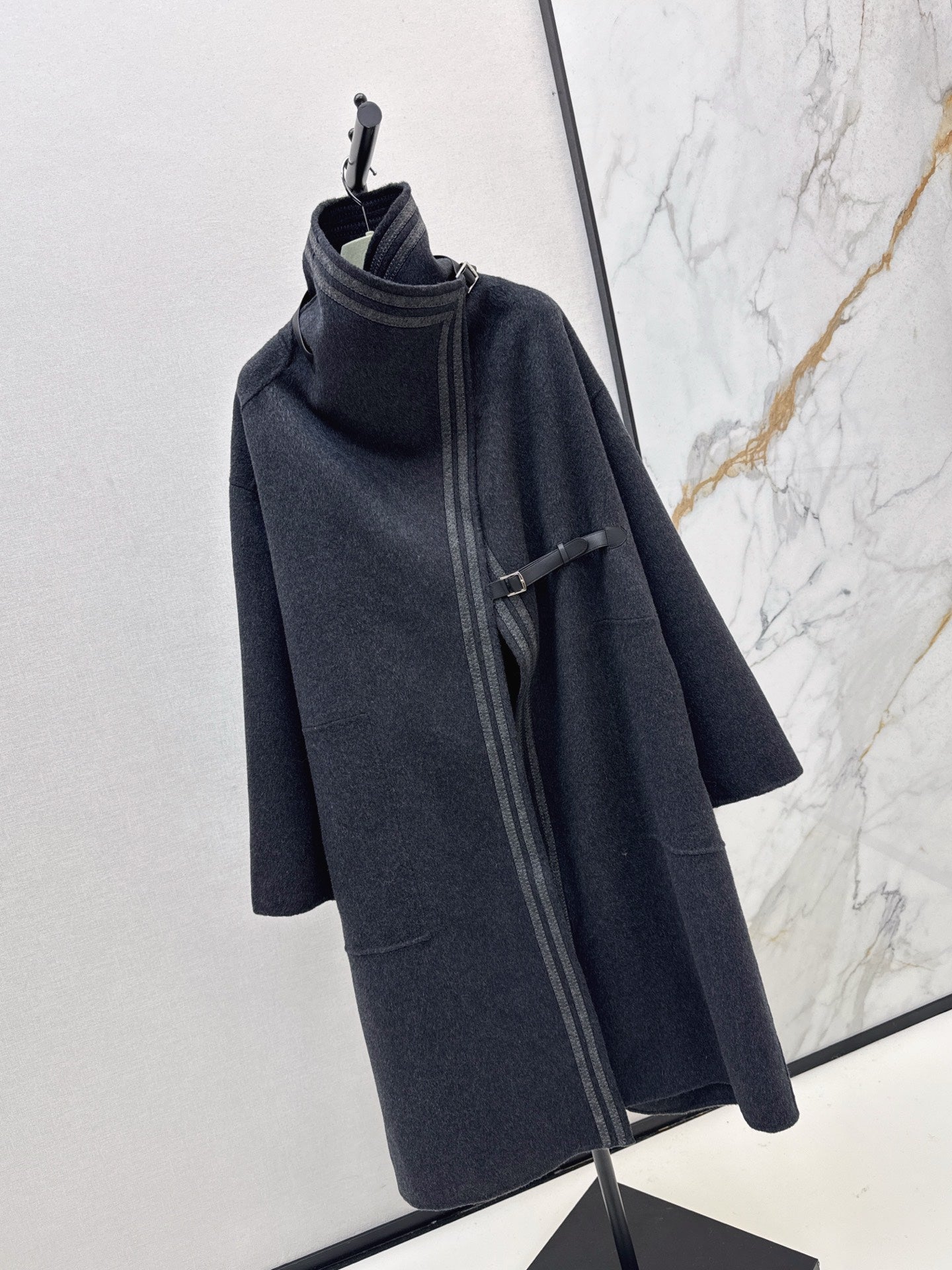 He 25 New handmade double-sided nylon cashmere long coat