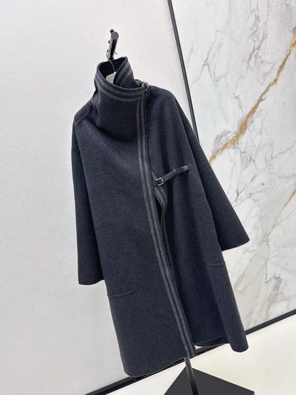 He 25 New handmade double-sided nylon cashmere long coat