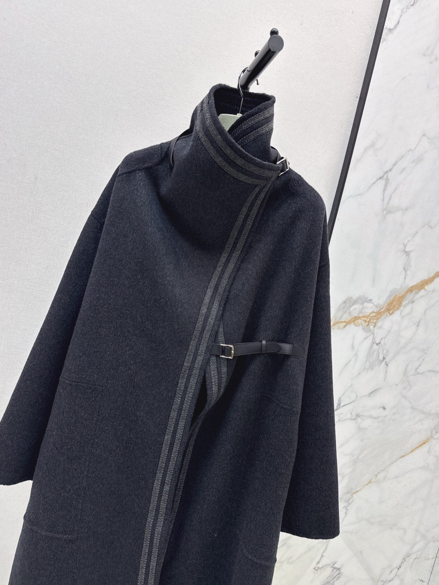 He 25 New handmade double-sided nylon cashmere long coat
