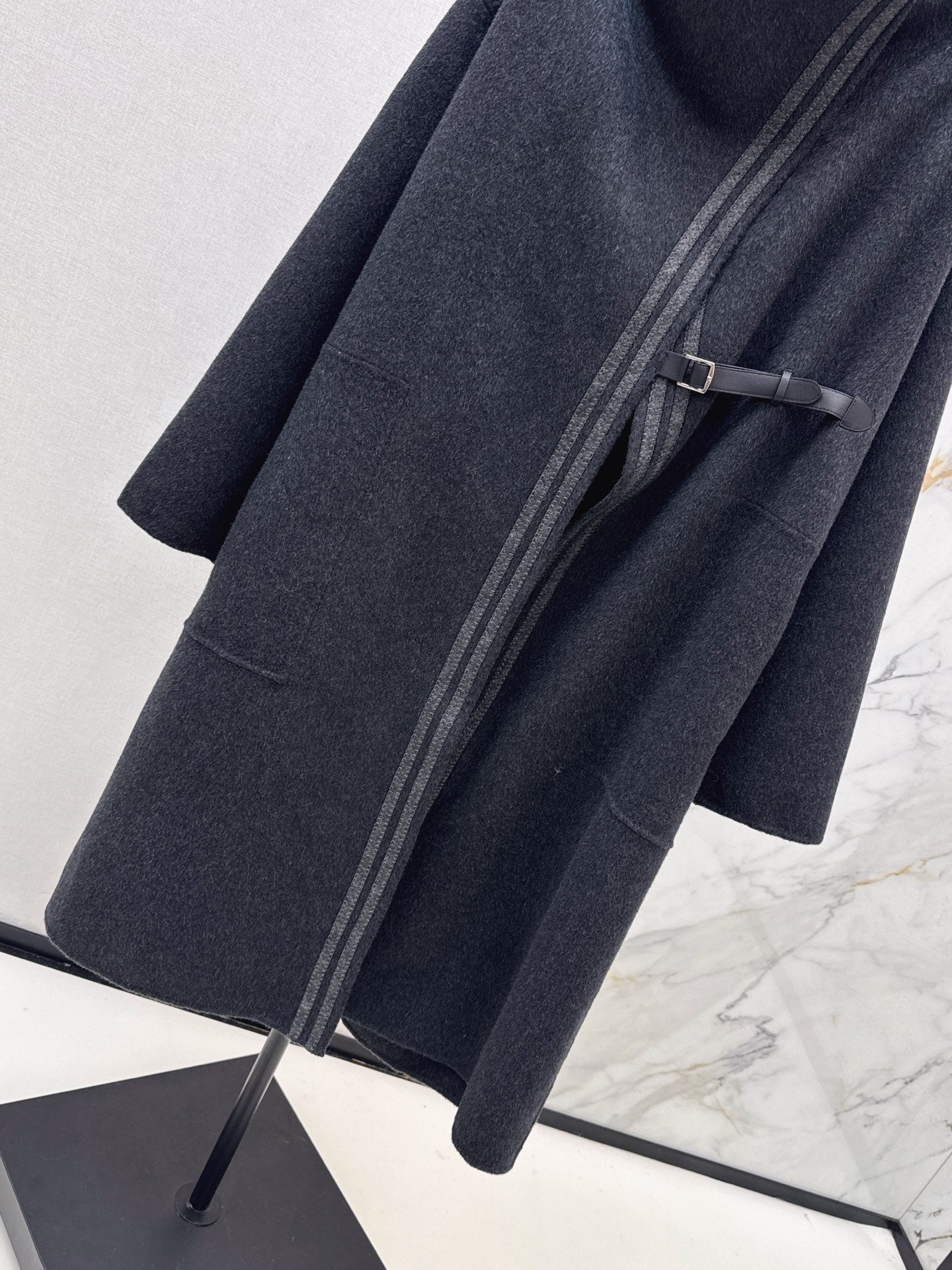 He 25 New handmade double-sided nylon cashmere long coat