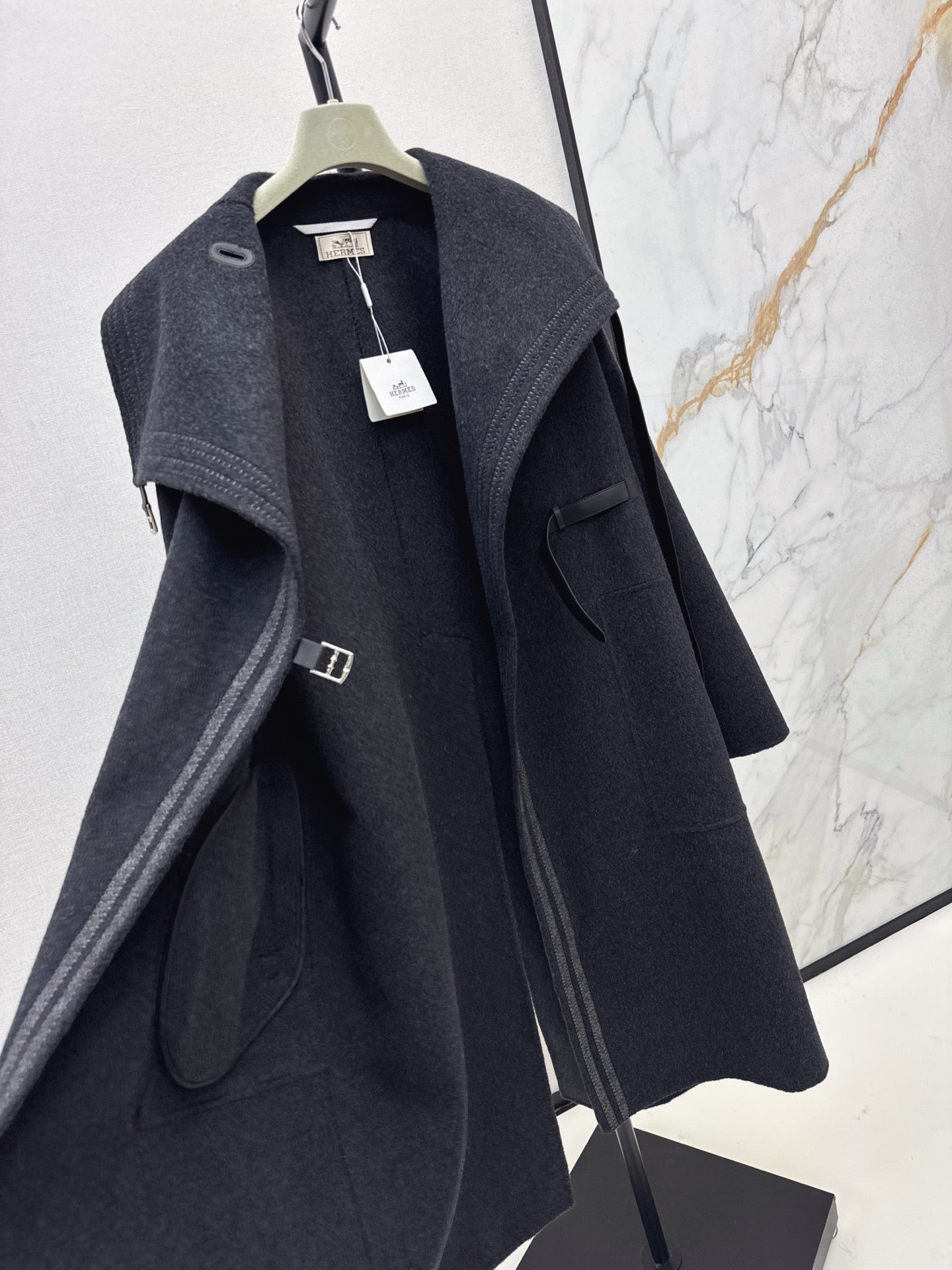 He 25 New handmade double-sided nylon cashmere long coat
