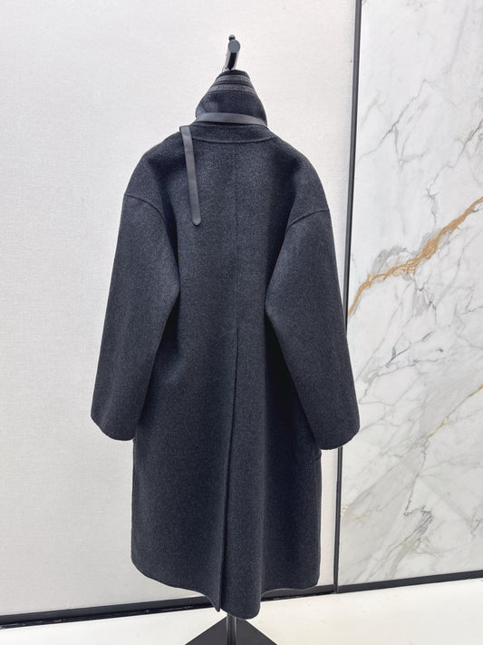 He 25 New handmade double-sided nylon cashmere long coat