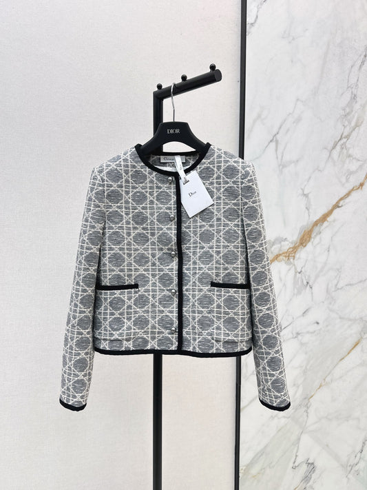 Di 25 New limited edition rattan plaid round neck jacket