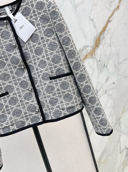 Di 25 New limited edition rattan plaid round neck jacket