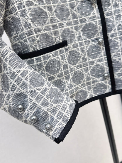Di 25 New limited edition rattan plaid round neck jacket