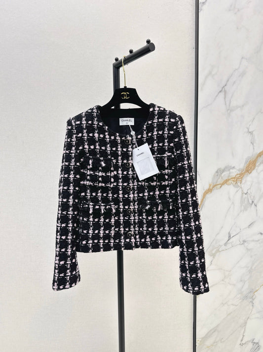 C 25 New style positioning plaid woven short jacket + A-line skirt set🖤