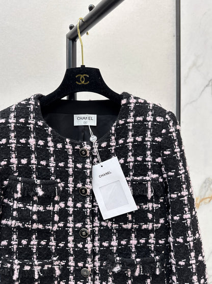 C 25 New style positioning plaid woven short jacket + A-line skirt set🖤