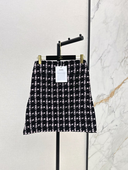 C 25 New style positioning plaid woven short jacket + A-line skirt set🖤