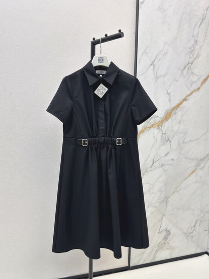 Lo 25 Lapel Leather Button Shirt Dress