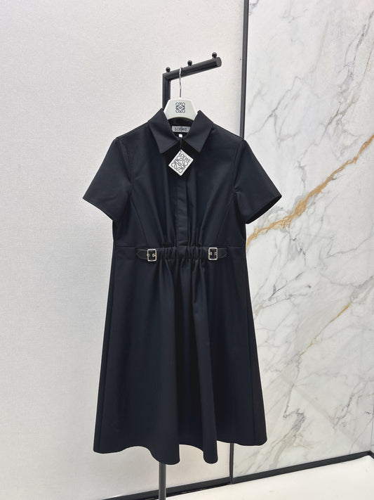 Lo 25 Lapel Leather Button Shirt Dress