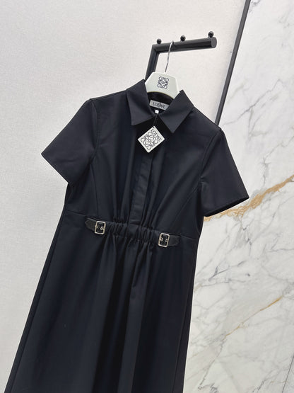 Lo 25 Lapel Leather Button Shirt Dress