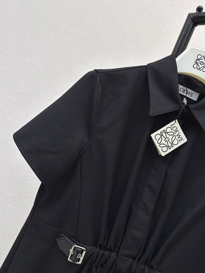 Lo 25 Lapel Leather Button Shirt Dress