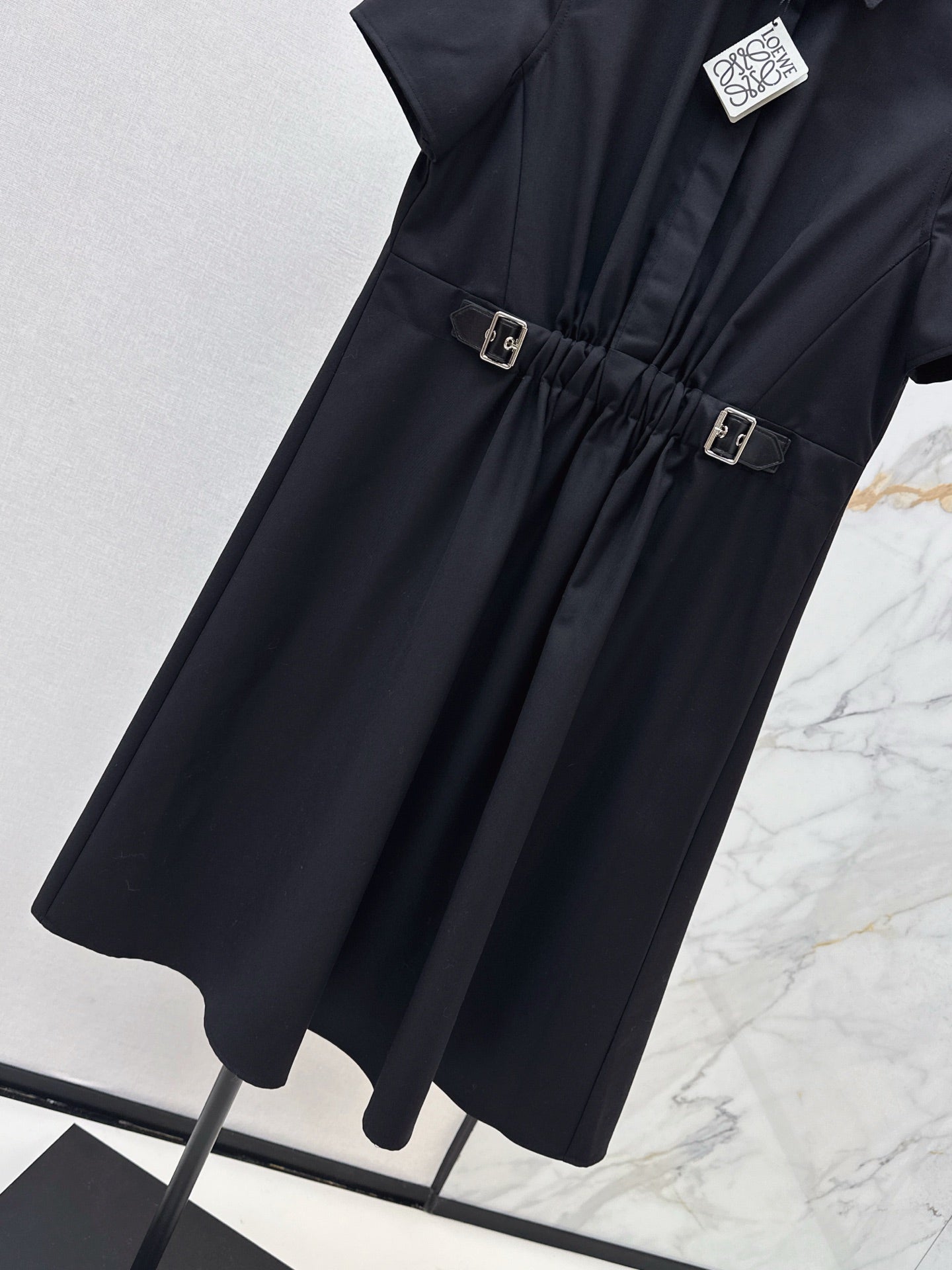 Lo 25 Lapel Leather Button Shirt Dress