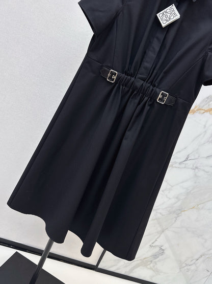 Lo 25 Lapel Leather Button Shirt Dress