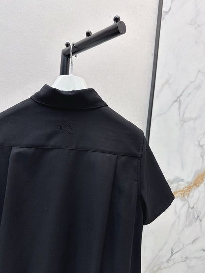 Lo 25 Lapel Leather Button Shirt Dress