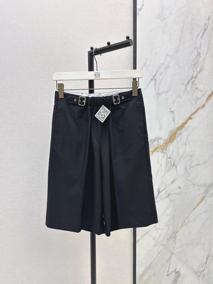 Lo 25 Leather buckle elastic high waisted pants(KHAKI/BLACK)