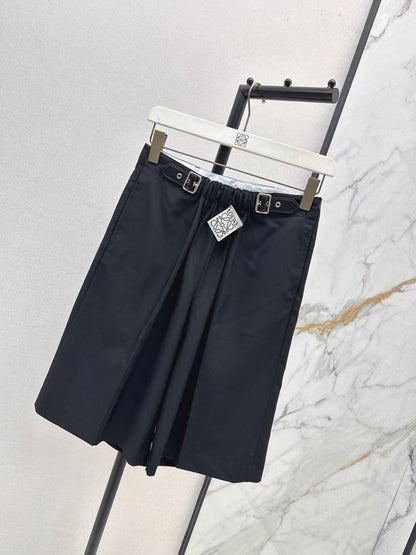 Lo 25 Leather buckle elastic high waisted pants(KHAKI/BLACK)