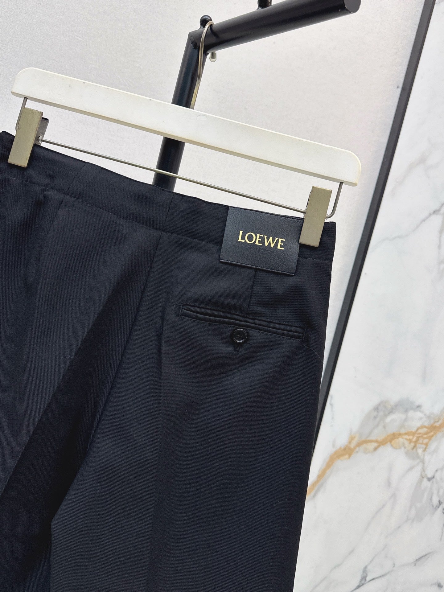Lo 25 Leather buckle elastic high waisted pants(KHAKI/BLACK)