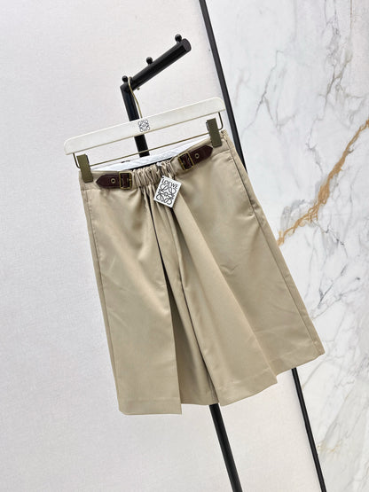 Lo 25 Leather buckle elastic high waisted pants(KHAKI/BLACK)