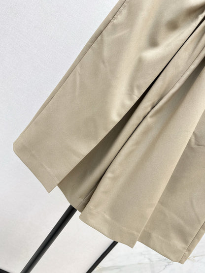Lo 25 Leather buckle elastic high waisted pants(KHAKI/BLACK)