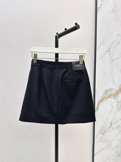 Lo 25 New leather buckle elastic pleated high waist skirt(wine red/BLACK)