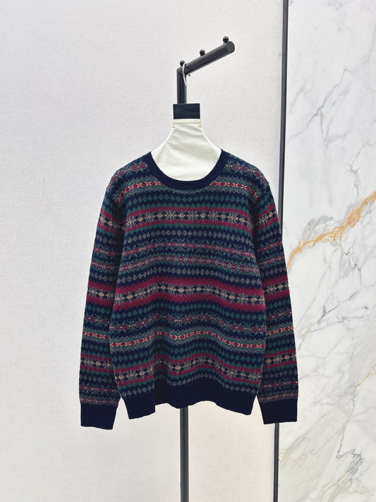 Ral 25 New Fair Isle Intarsia Wool Crew Neck Sweater