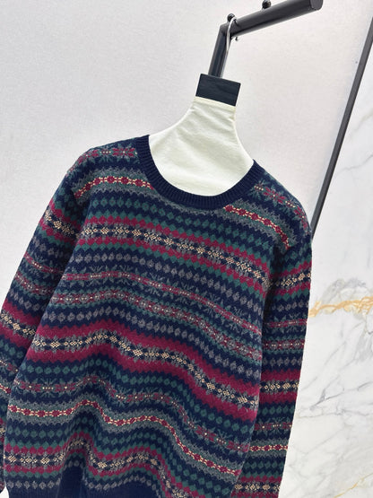 Ral 25 New Fair Isle Intarsia Wool Crew Neck Sweater