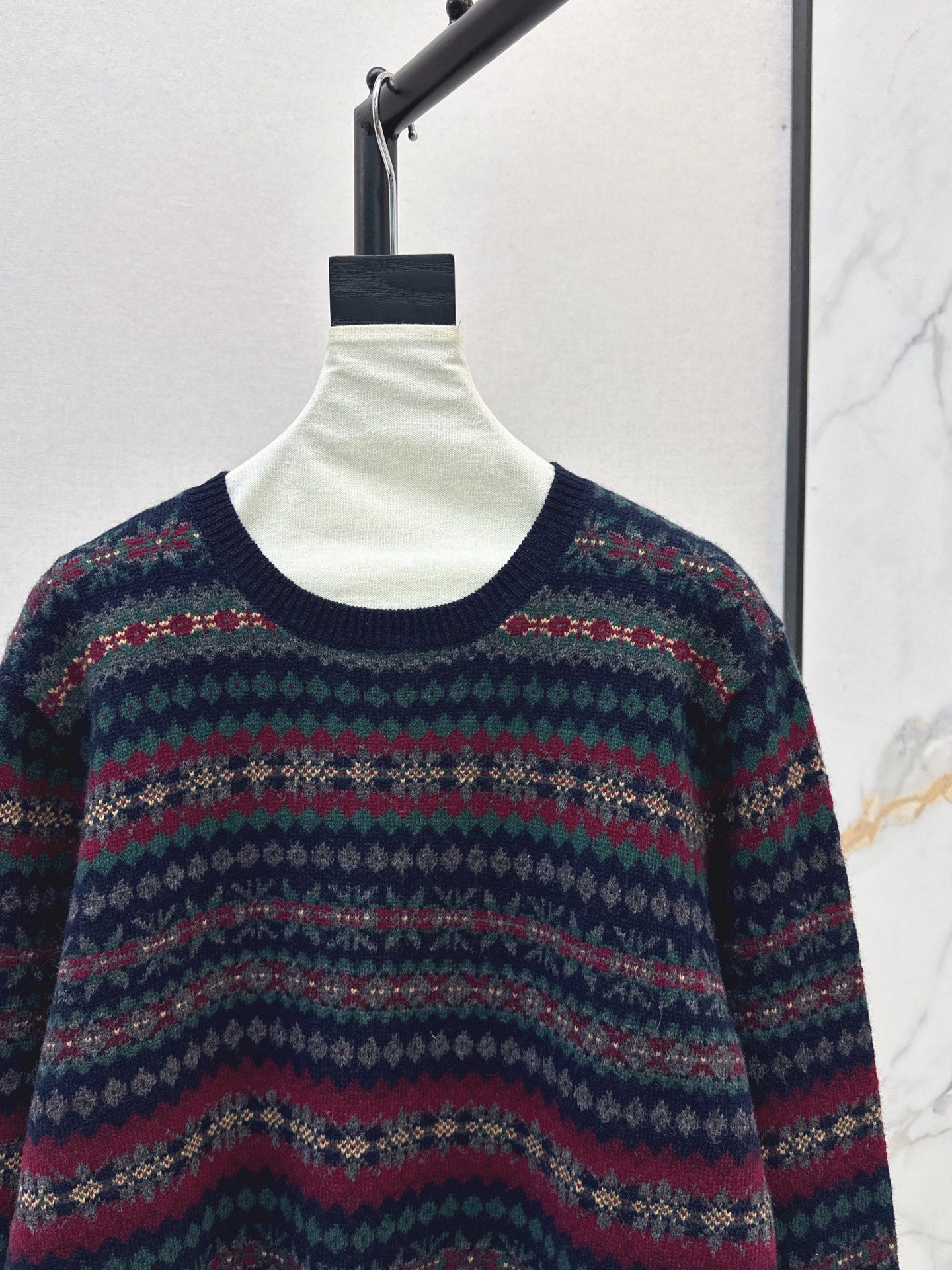 Ral 25 New Fair Isle Intarsia Wool Crew Neck Sweater