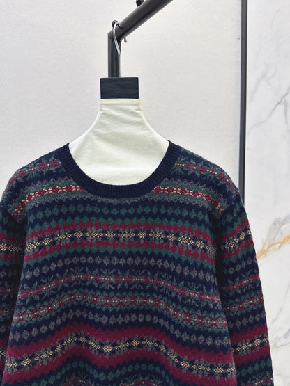 Ral 25 New Fair Isle Intarsia Wool Crew Neck Sweater