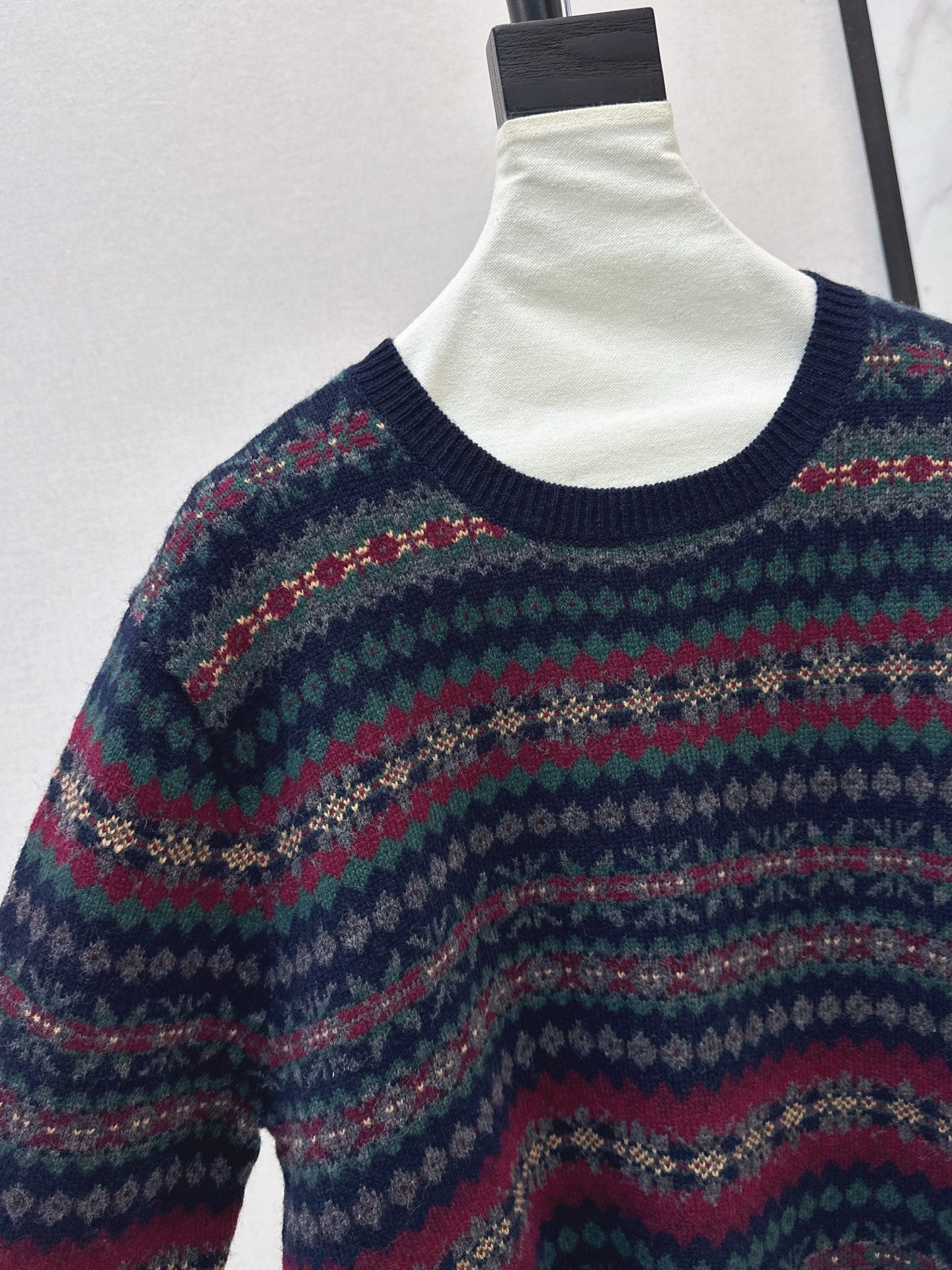 Ral 25 New Fair Isle Intarsia Wool Crew Neck Sweater