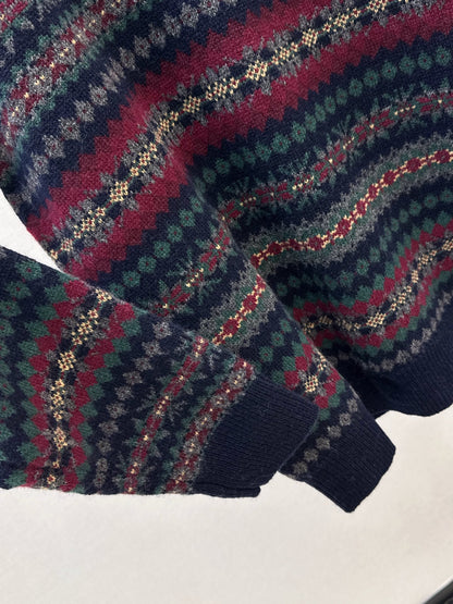 Ral 25 New Fair Isle Intarsia Wool Crew Neck Sweater