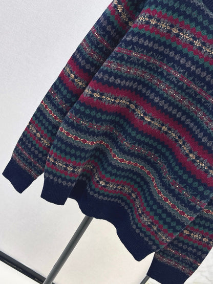 Ral 25 New Fair Isle Intarsia Wool Crew Neck Sweater