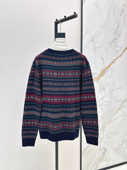 Ral 25 New Fair Isle Intarsia Wool Crew Neck Sweater