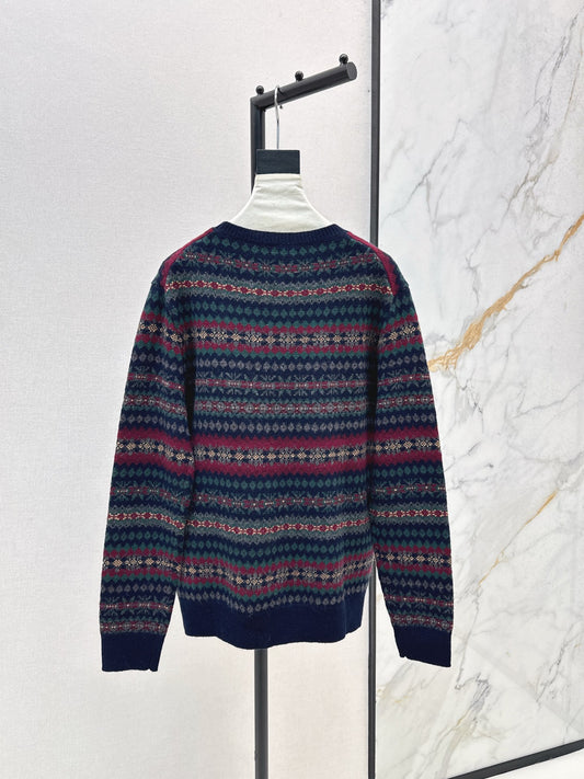 Ral 25 New Fair Isle Intarsia Wool Crew Neck Sweater