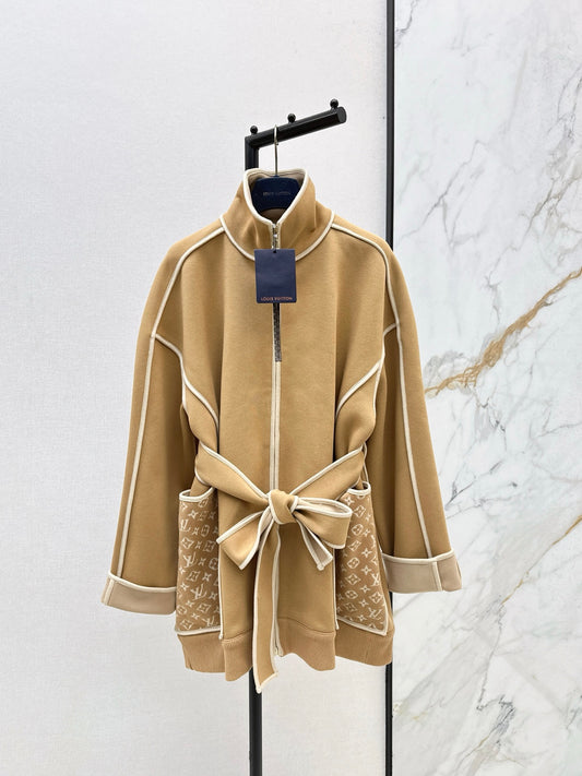 L 25 Pocket floral casual jacket  (KHAKI/BLACK)