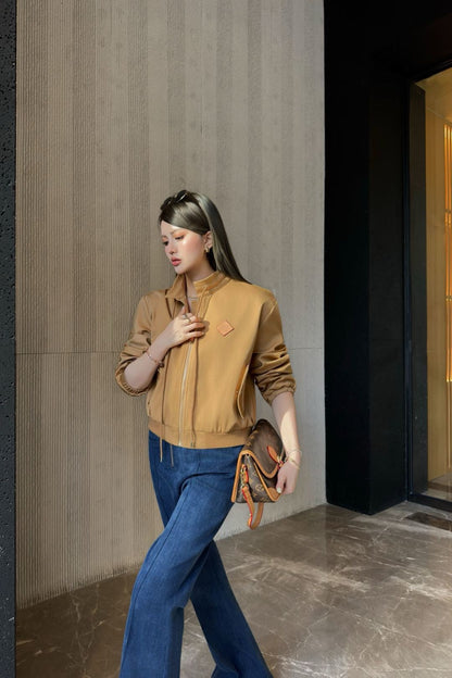 L 25 New drawstring jacket(KHAKI/BLACK)
