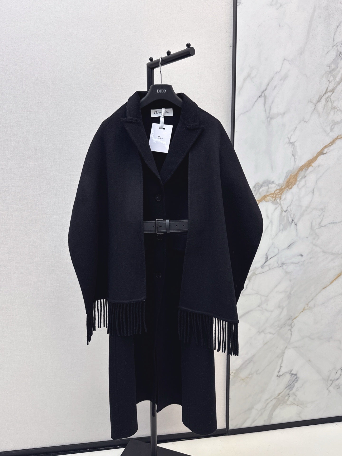 Di 25 New detachable scarf wool cashmere coat（WHITE/BLACK/KHAKI）