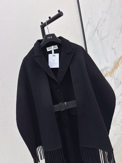 Di 25 New detachable scarf wool cashmere coat（WHITE/BLACK/KHAKI）
