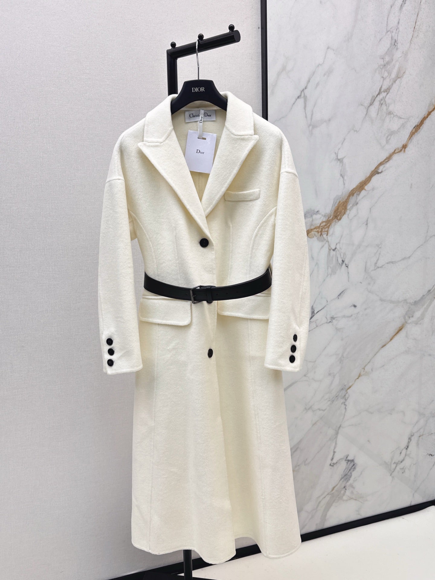 Di 25 New detachable scarf wool cashmere coat（WHITE/BLACK/KHAKI）