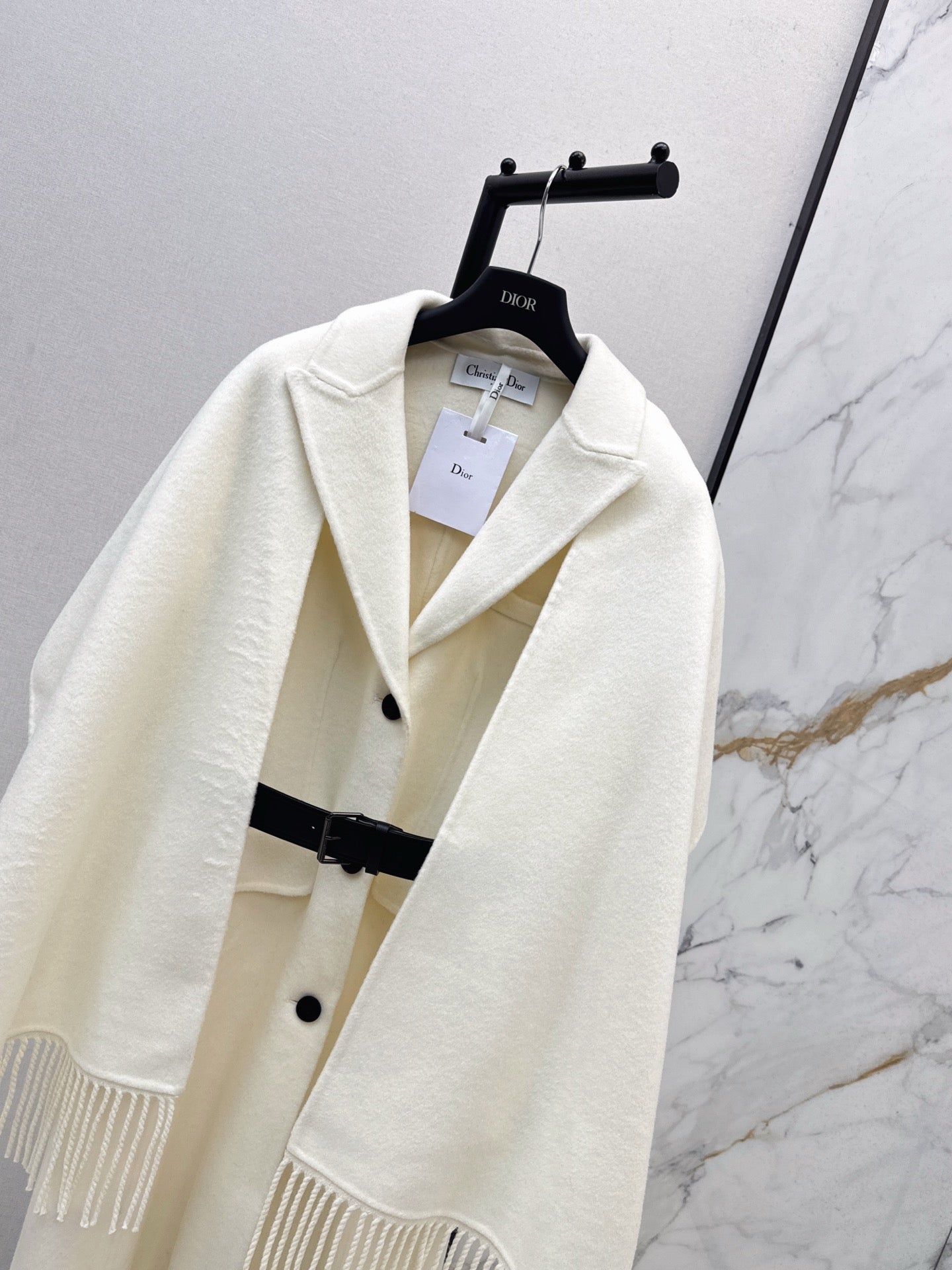 Di 25 New detachable scarf wool cashmere coat（WHITE/BLACK/KHAKI）