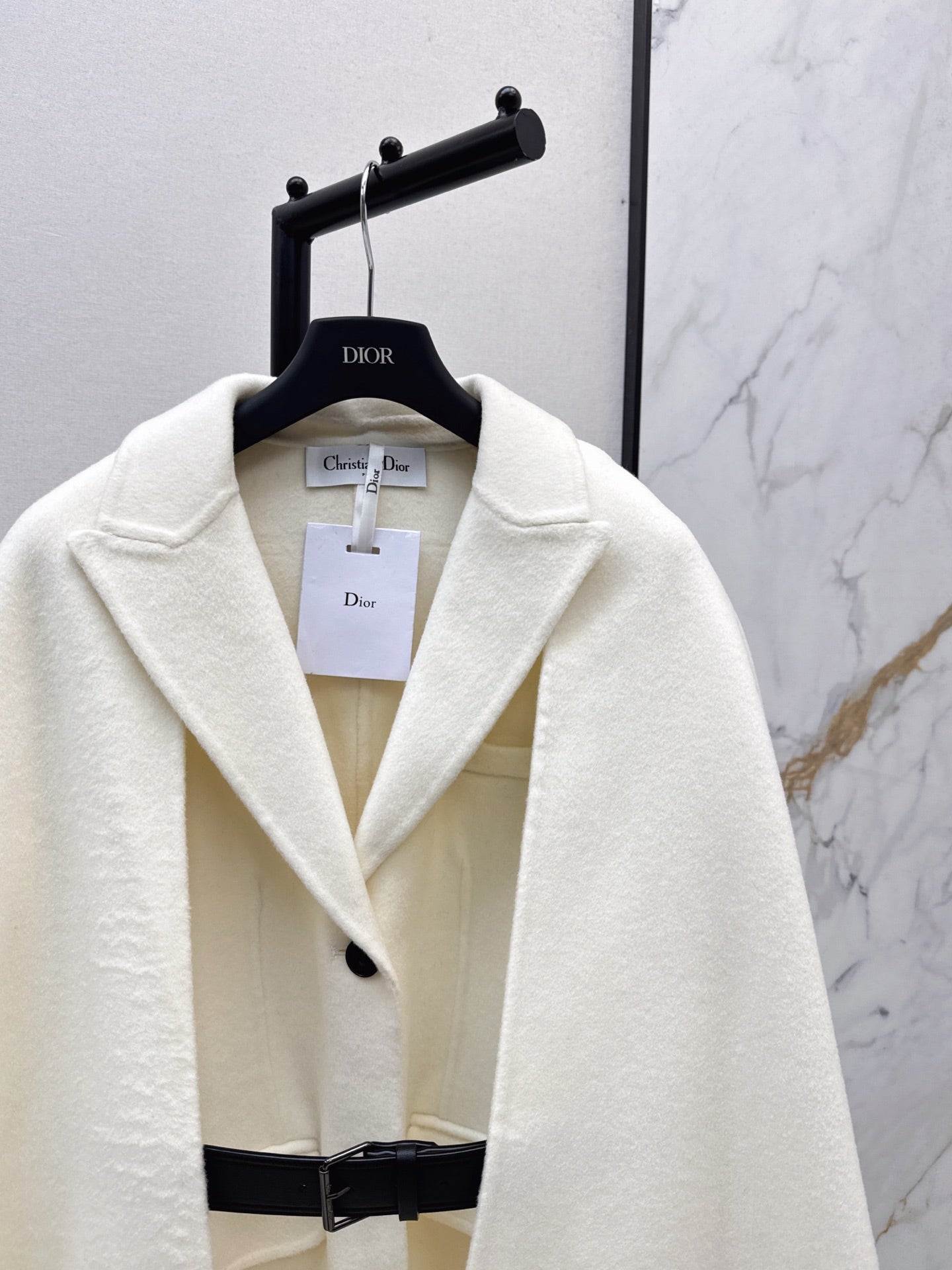 Di 25 New detachable scarf wool cashmere coat（WHITE/BLACK/KHAKI）
