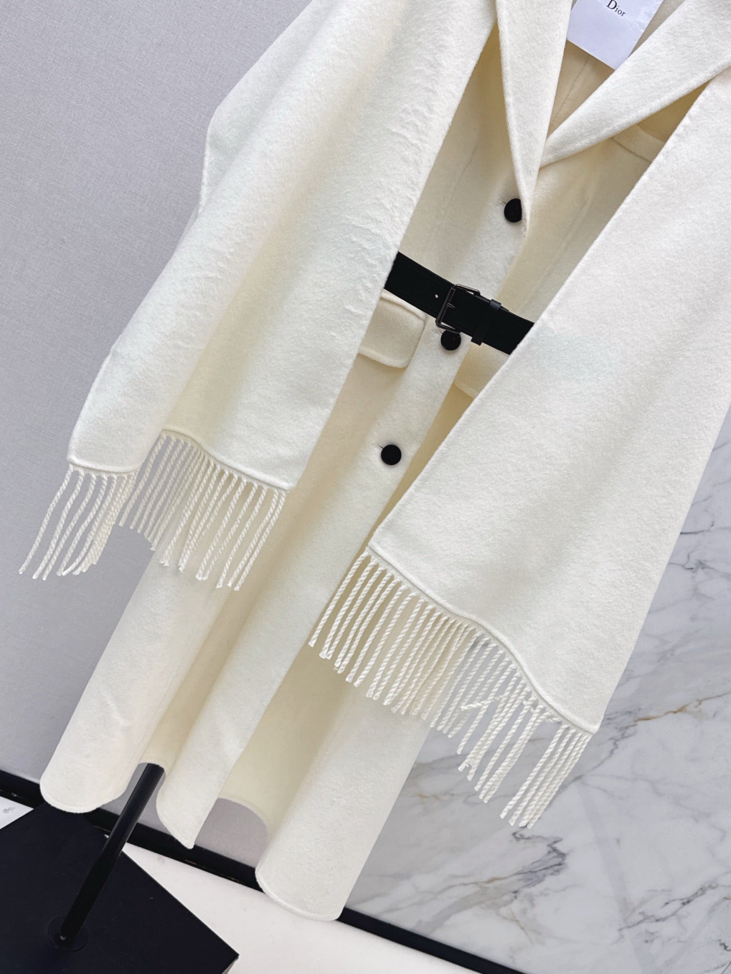 Di 25 New detachable scarf wool cashmere coat（WHITE/BLACK/KHAKI）