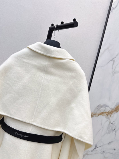 Di 25 New detachable scarf wool cashmere coat（WHITE/BLACK/KHAKI）