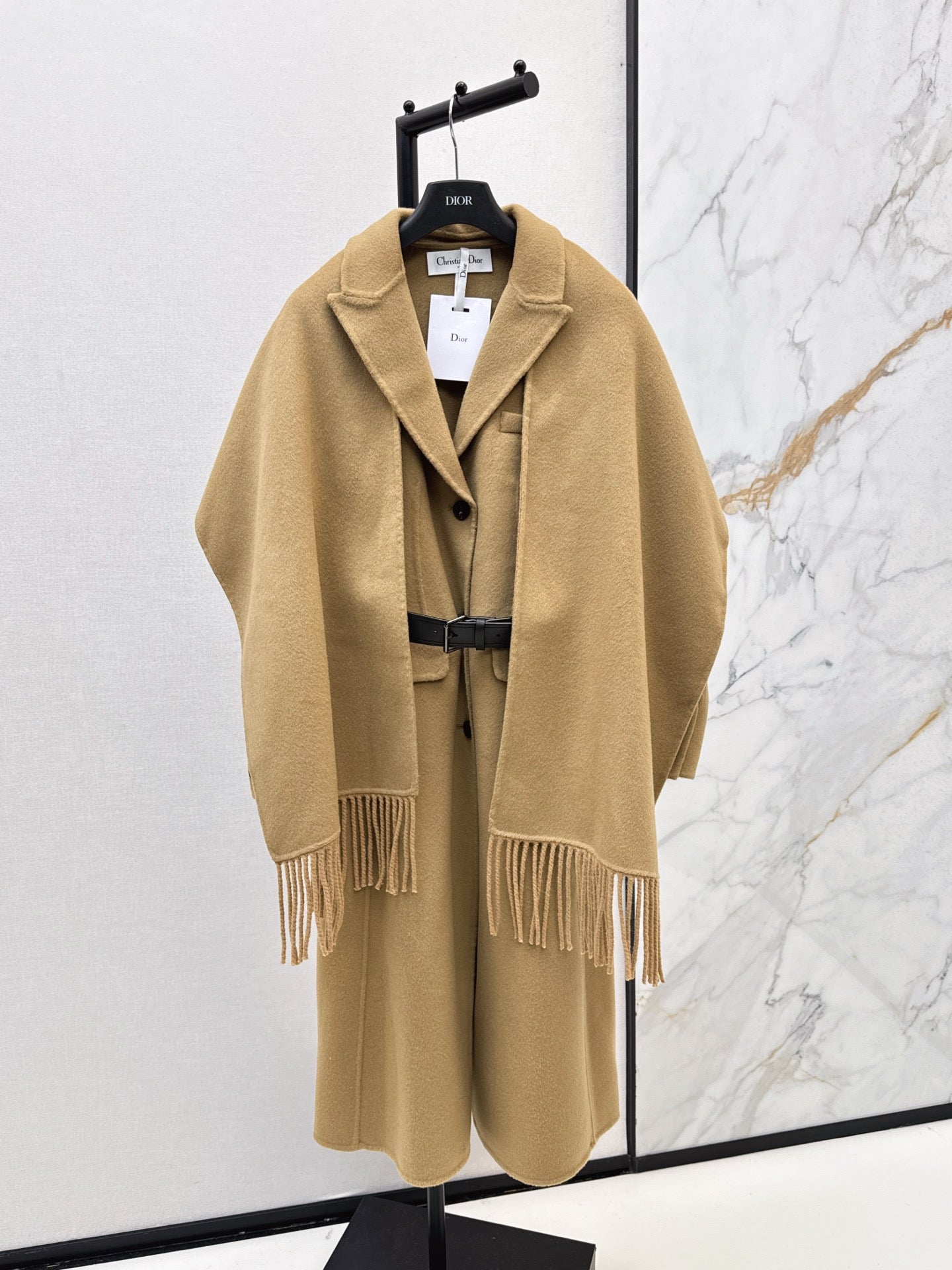 Di 25 New detachable scarf wool cashmere coat（WHITE/BLACK/KHAKI）