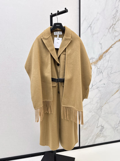Di 25 New detachable scarf wool cashmere coat（WHITE/BLACK/KHAKI）