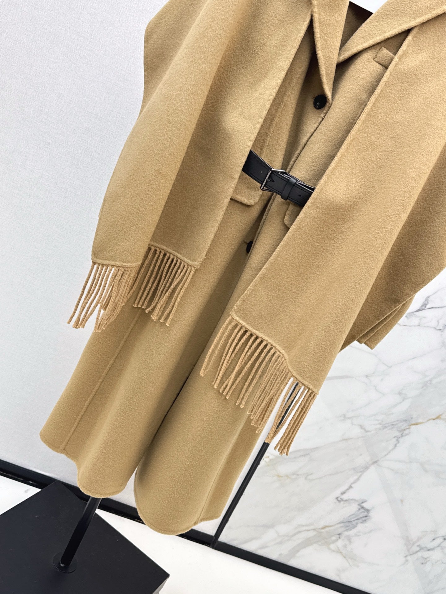 Di 25 New detachable scarf wool cashmere coat（WHITE/BLACK/KHAKI）